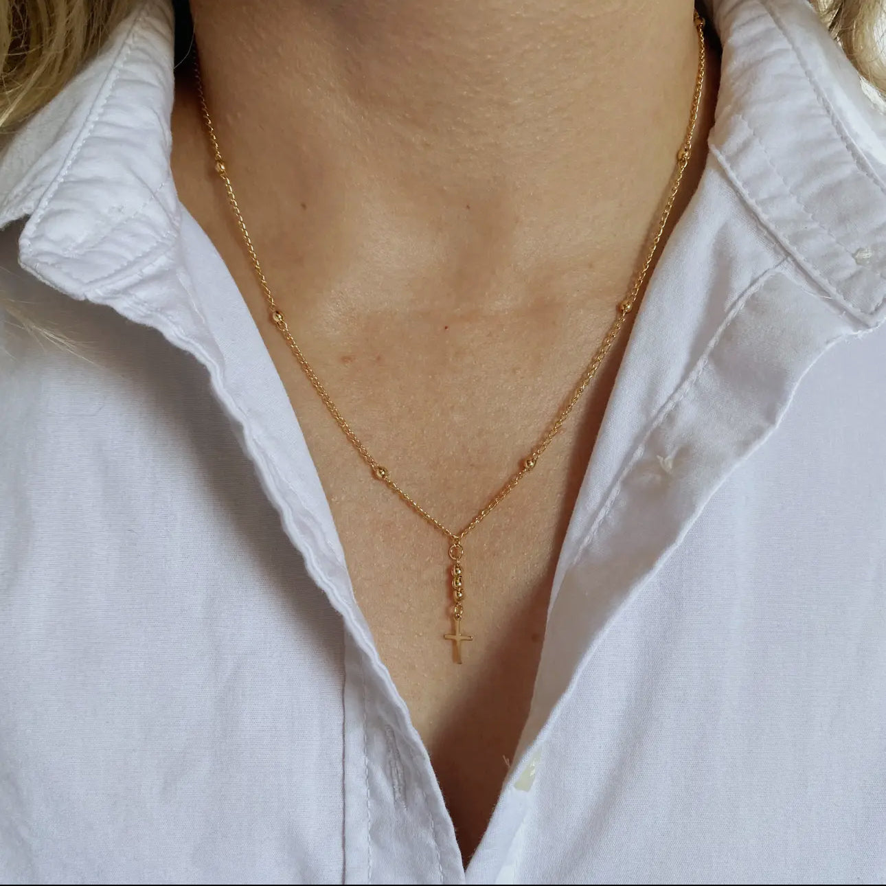 18k gold filled simple cross necklace