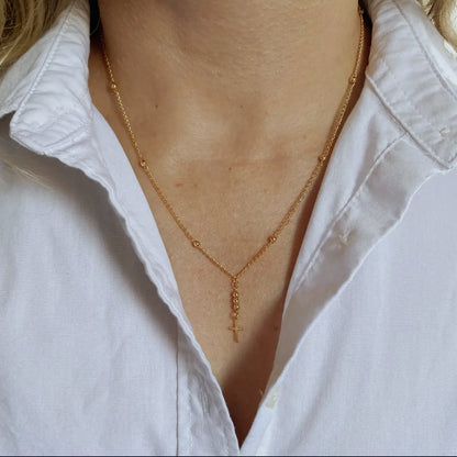 18k gold filled simple cross necklace