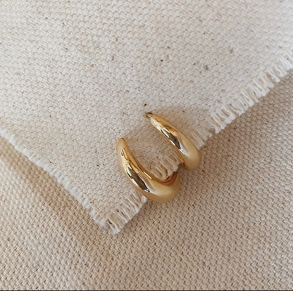 18k gold filled artisan style clicker hoop earrings