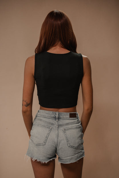 ribbed sleeveless crop top