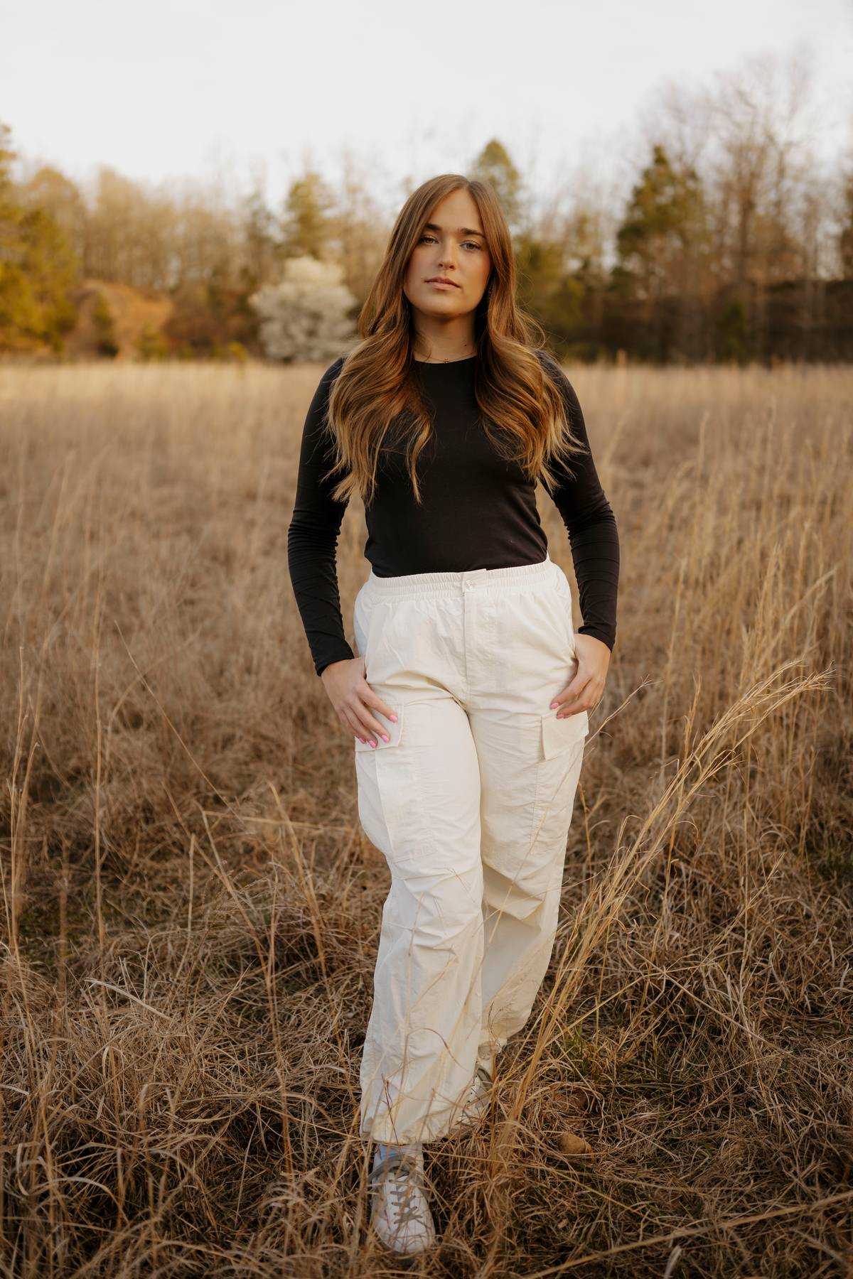 cream cargo joggers