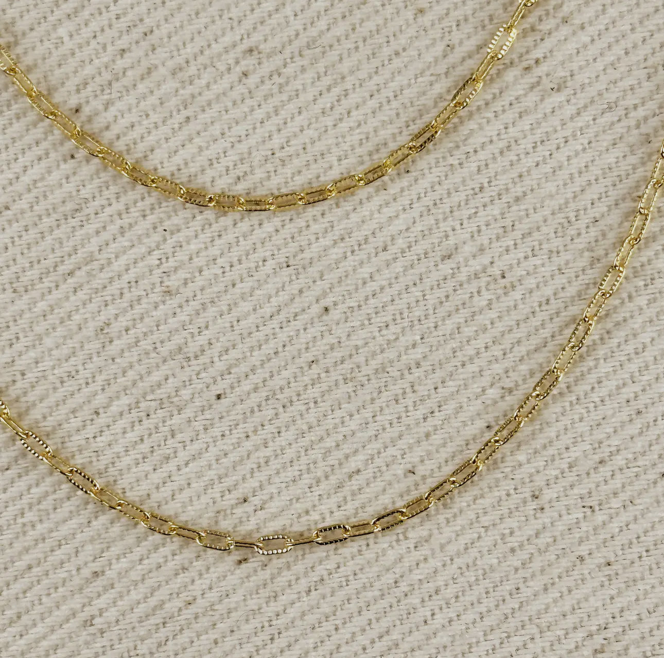 18k gold filled mini diamond cut paper clip chain