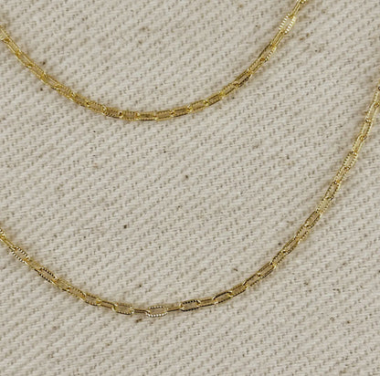 18k gold filled mini diamond cut paper clip chain