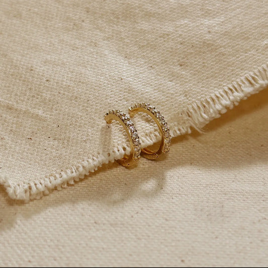 18k gold filled mini diamond hoop earrings