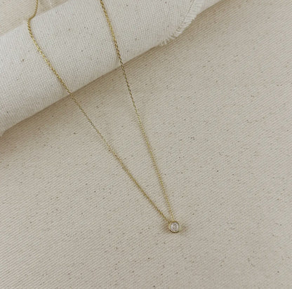 18k gold filled solitaire diamond charm necklace
