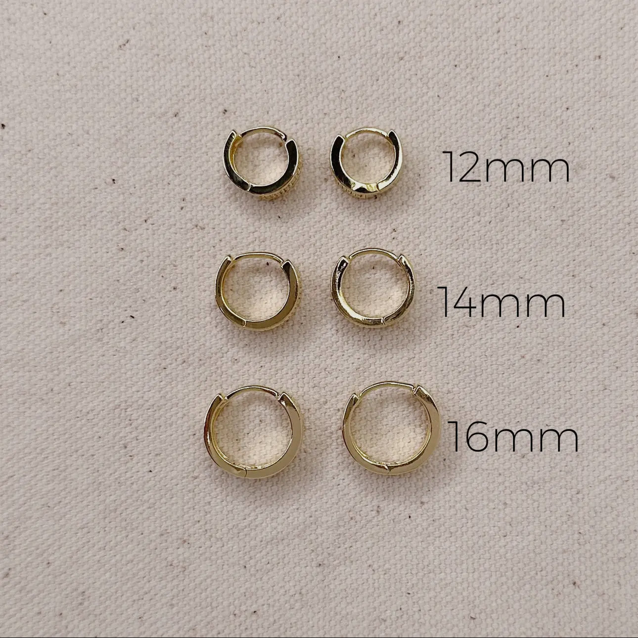 18k gold filled wide mini diamond hoop earrings