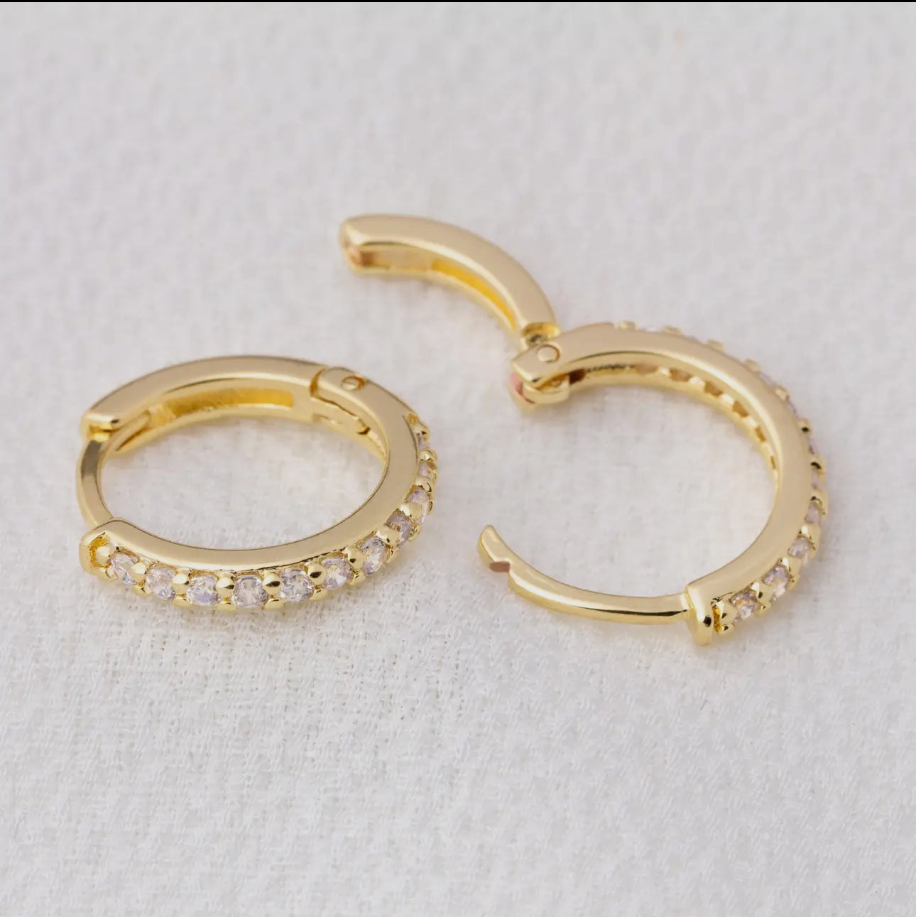 18k gold filled mini diamond hoop earrings