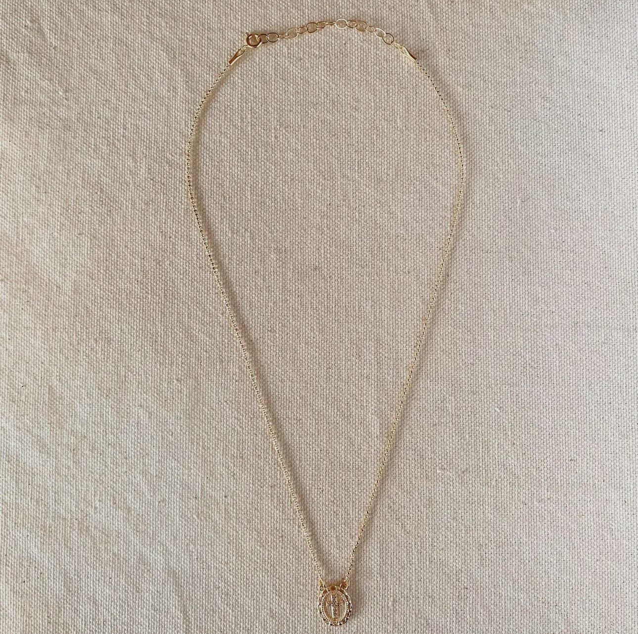 18k gold filled cross plate scapular necklace