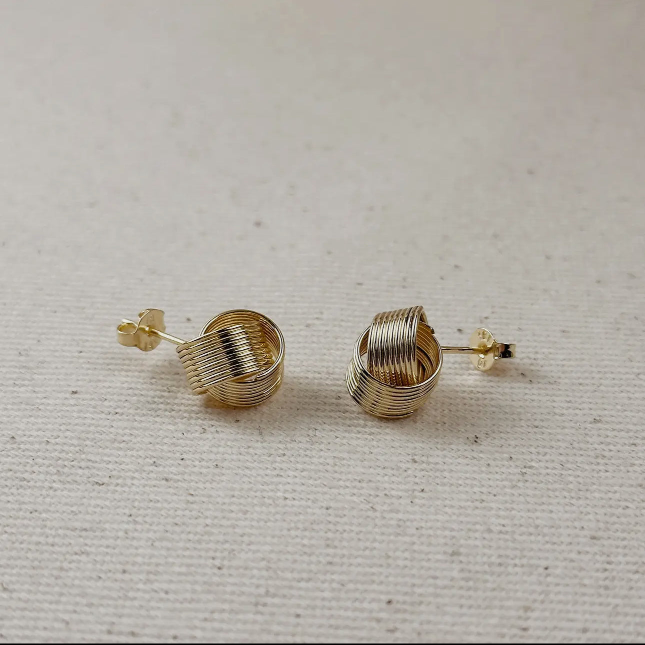 18k gold filled wire knot stud earrings