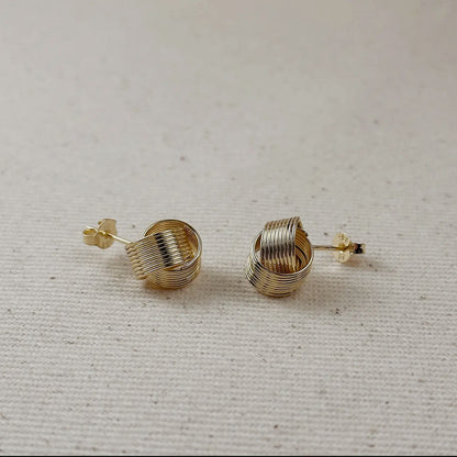 18k gold filled wire knot stud earrings