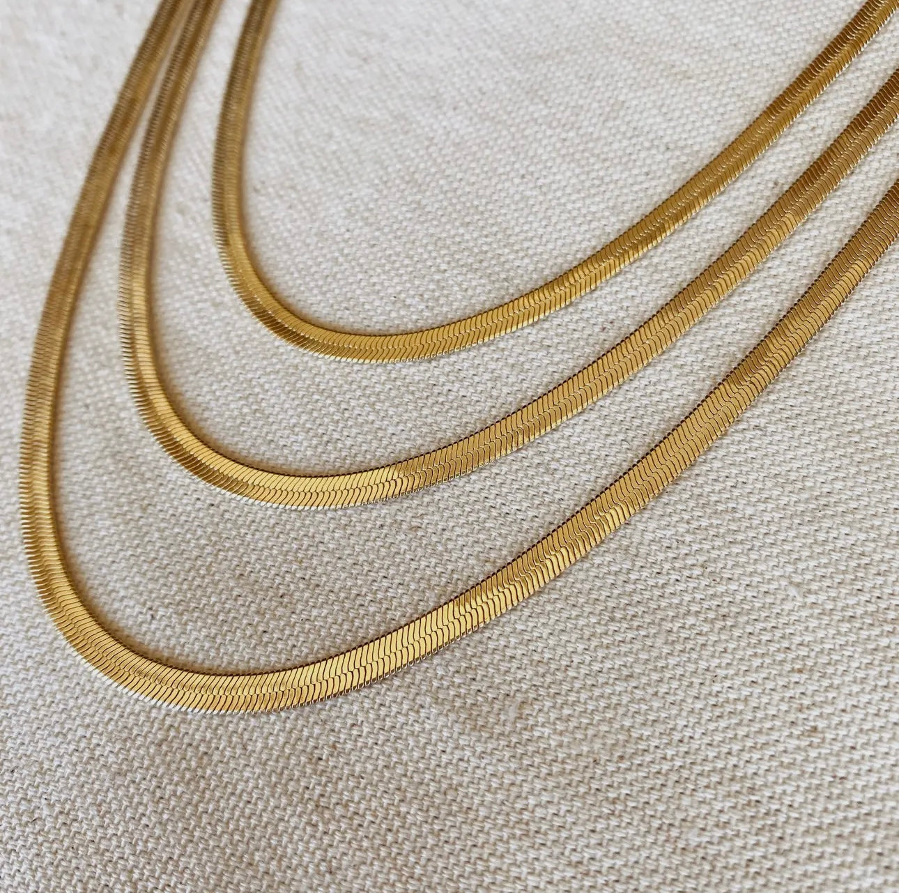 18k gold filled 4 mm herringbone chain necklace