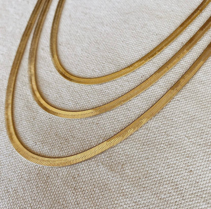 18k gold filled 4 mm herringbone chain necklace