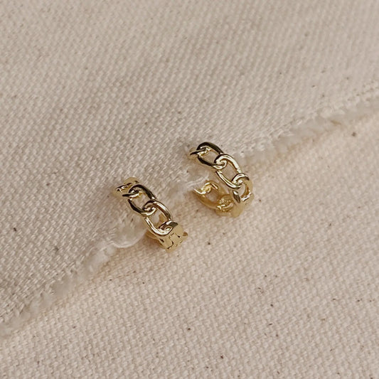 18k gold filled cuban chain hoop earrings
