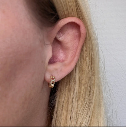 18k gold filled cuban chain hoop earrings