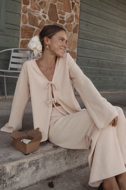 tie cardigan & pant set