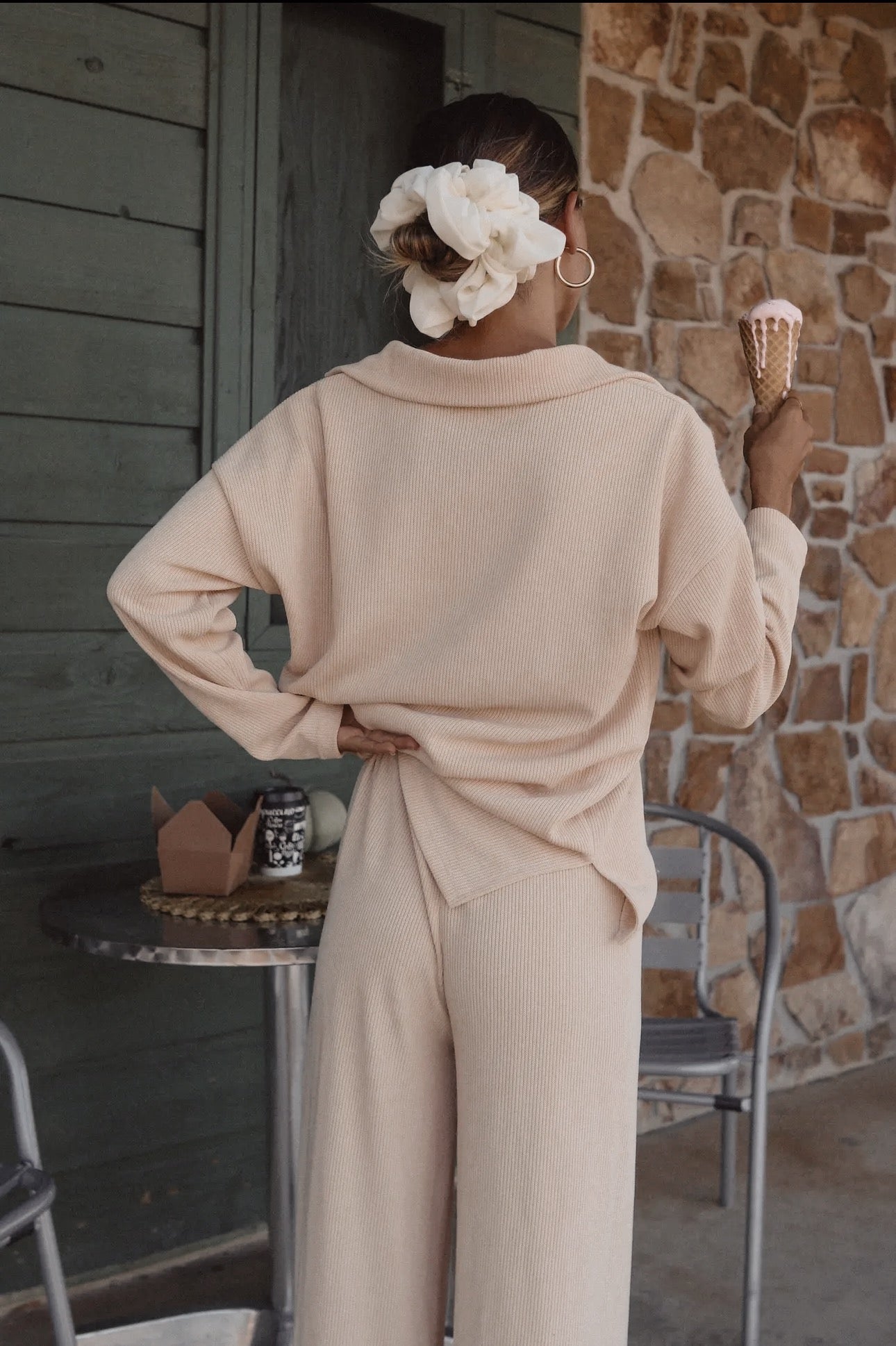tie cardigan & pant set