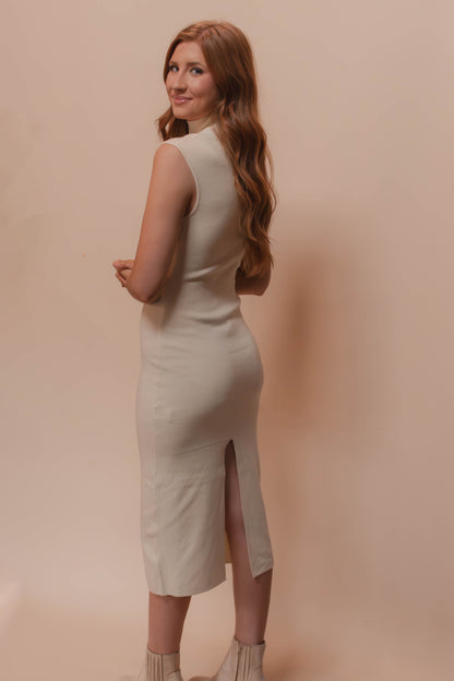 mock neck midi dress