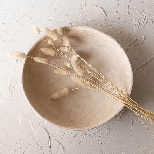 white paper mache bowl
