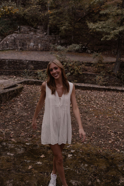 white tie front romper