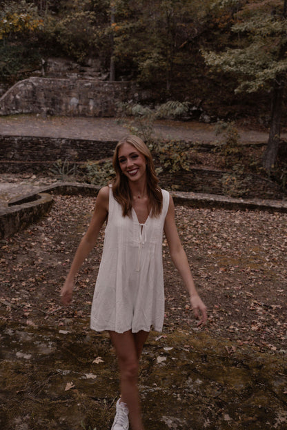 white tie front romper