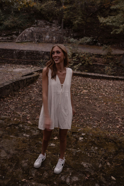 white tie front romper