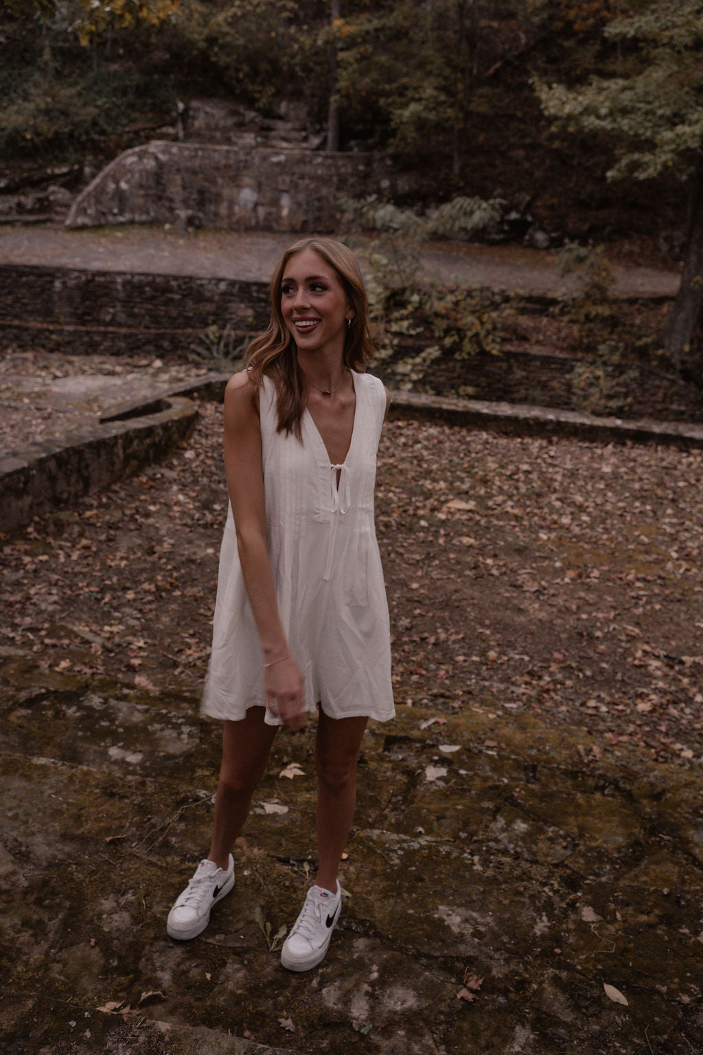 white tie front romper