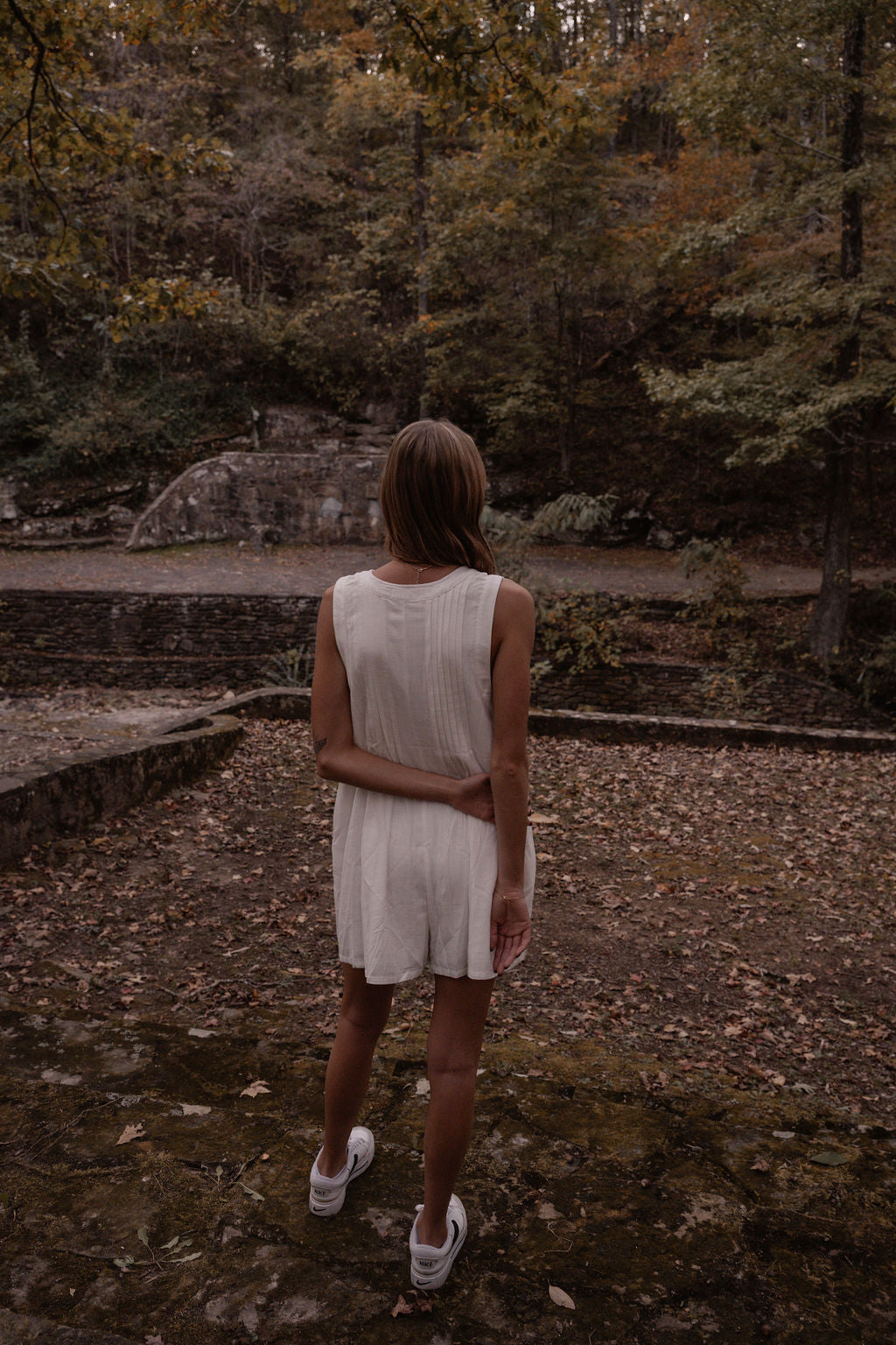 white tie front romper