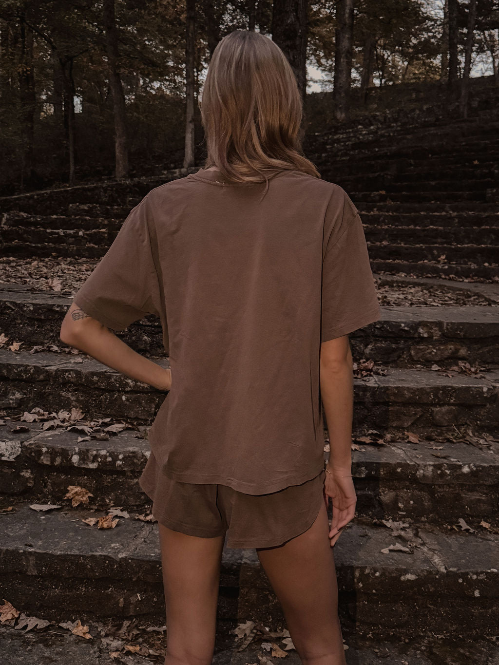 amiche mocha brown tee & short set