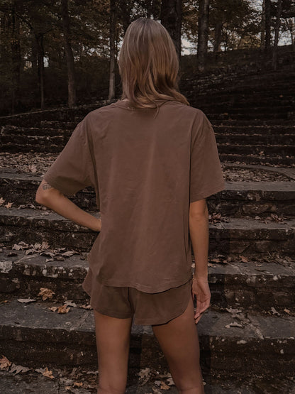 amiche mocha brown tee & short set
