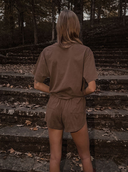 amiche mocha brown tee & short set