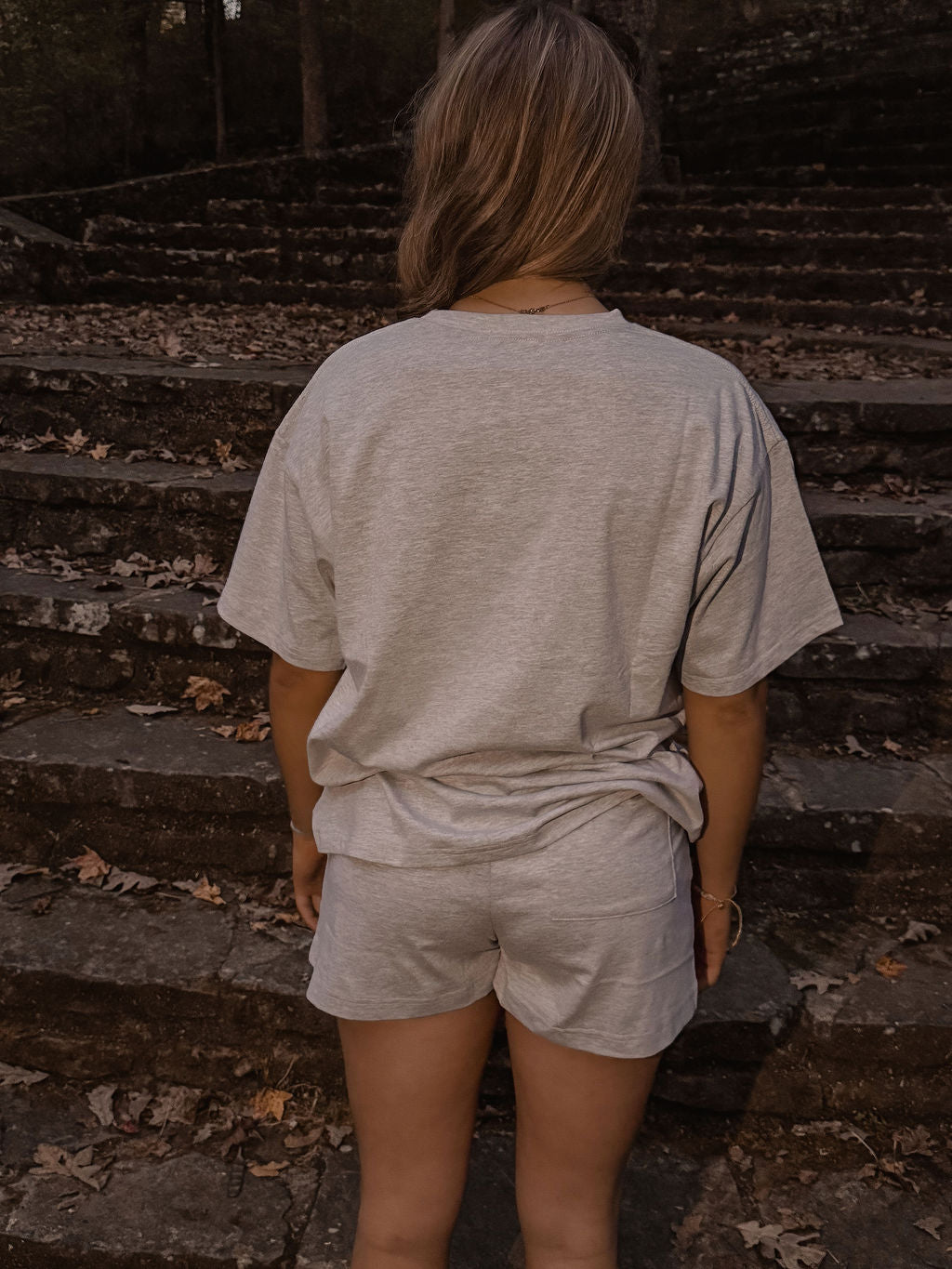 amiche gray tee & short set
