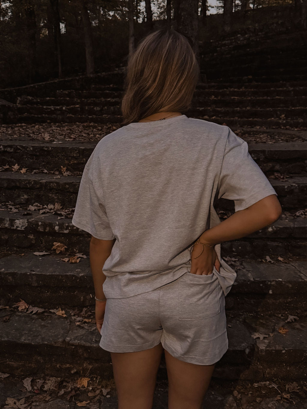 amiche gray tee & short set