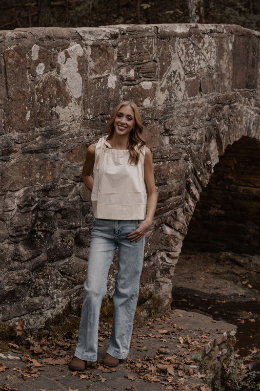 woven tie strap sleeveless top