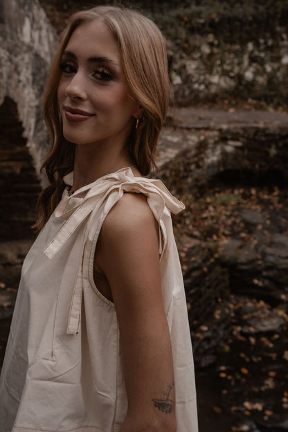 woven tie strap sleeveless top