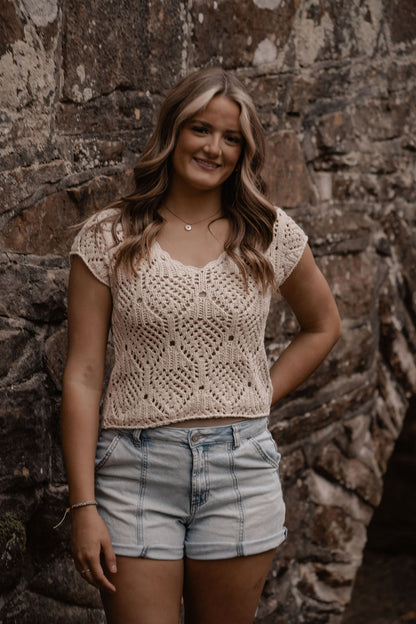 cap sleeve crochet top