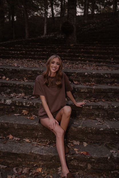 amiche mocha brown tee & short set