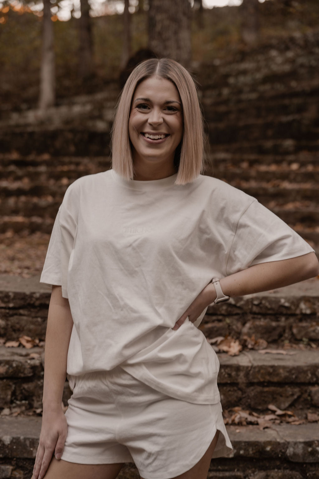 amiche white tee & short set