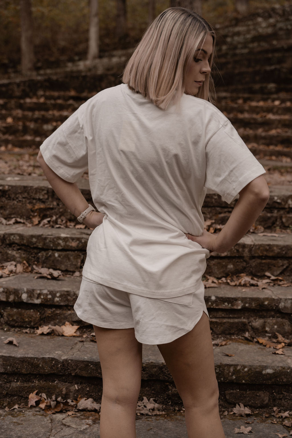 amiche white tee & short set