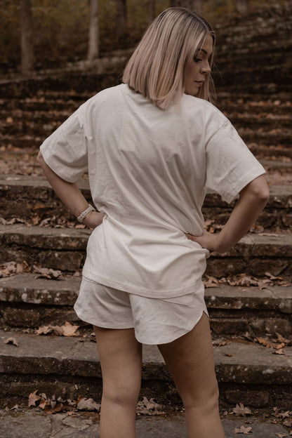 amiche white tee & short set