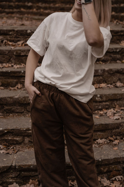 amiche mocha acid wash terry cloth pant