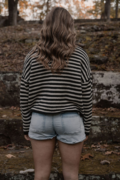 black & white striped button down cardigan