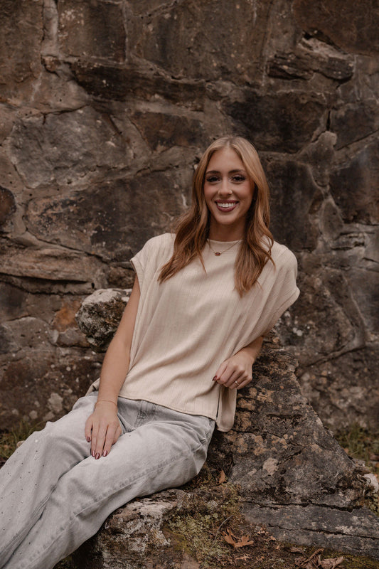 taupe ribbed sleeveless top