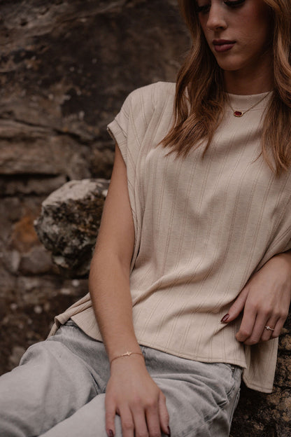taupe ribbed sleeveless top