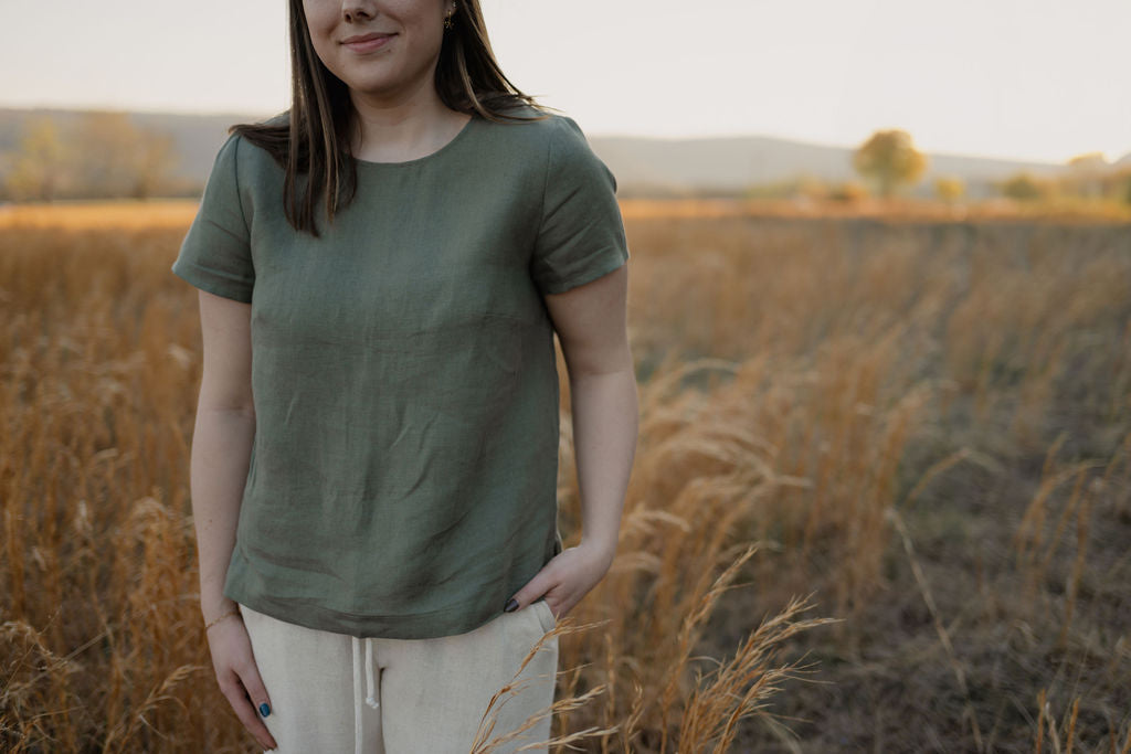 olive linen tee