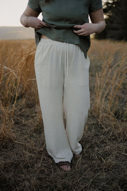 drawstring linen pants